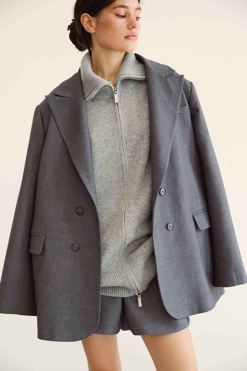 Wool Jacket, Gray — lifestyle — SHEVCHENKO