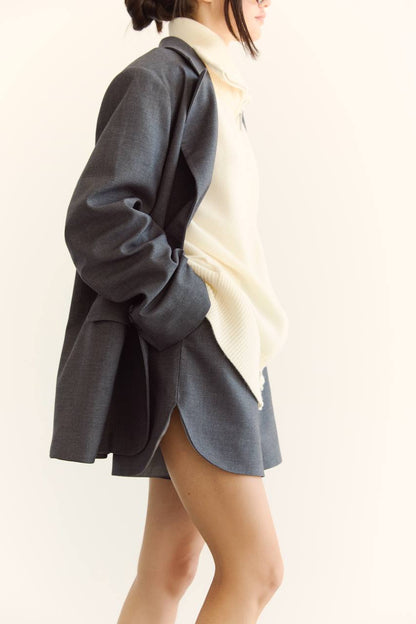 Wool Shorts, Gray — lifestyle — SHEVCHENKO