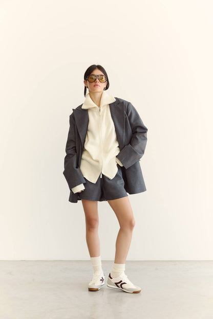 Wool Shorts, Gray — lifestyle — SHEVCHENKO
