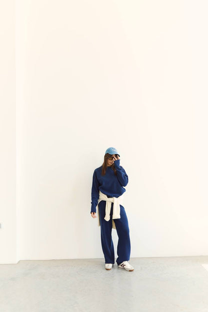 Lambswool Set — Sweater and Trousers, Dark Blue