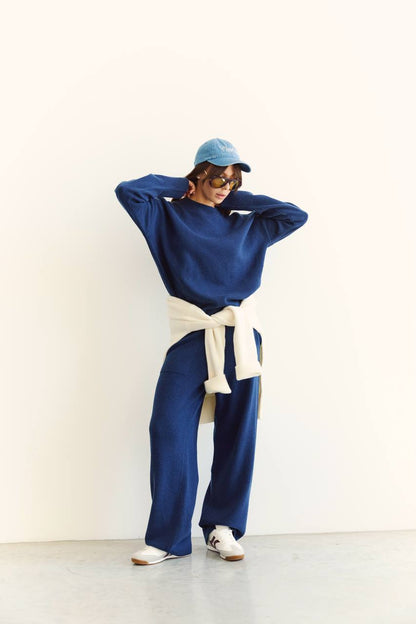 Lambswool Set — Sweater and Trousers, Dark Blue