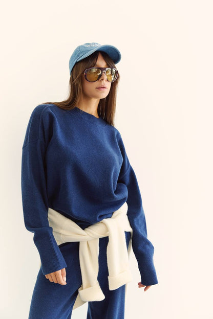 Lambswool Set — Sweater and Trousers, Dark Blue