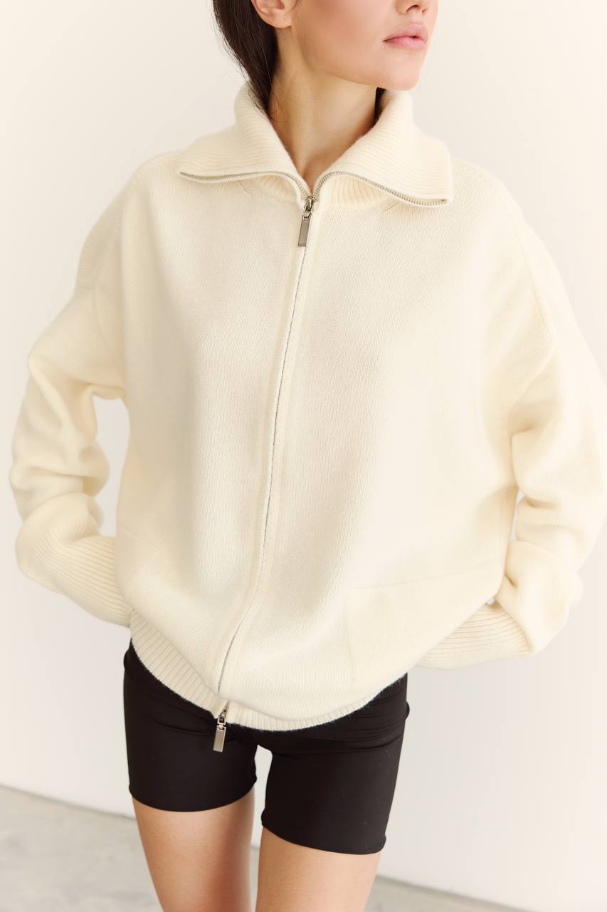 Zip-Up Lambswool Cardigan — lifestyle — SHEVCHENKO
