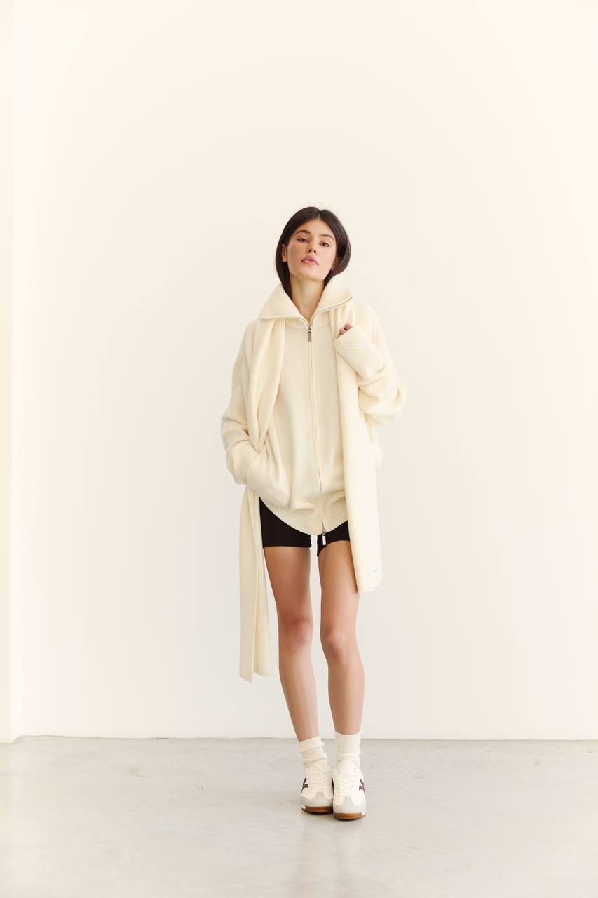Zip-Up Lambswool Cardigan — lifestyle — SHEVCHENKO