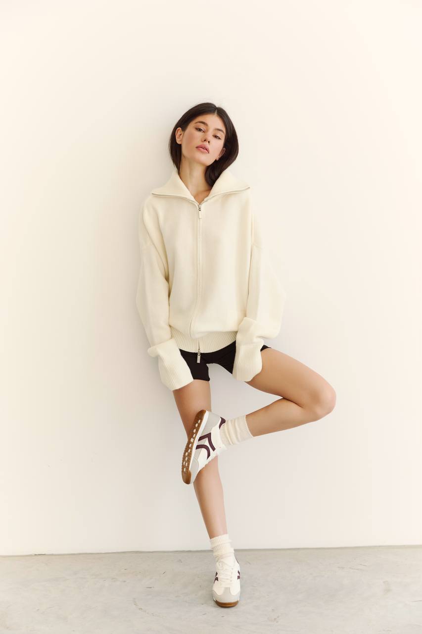Zip-Up Lambswool Cardigan — lifestyle — SHEVCHENKO