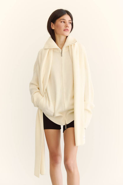 Zip-Up Lambswool Cardigan — lifestyle — SHEVCHENKO
