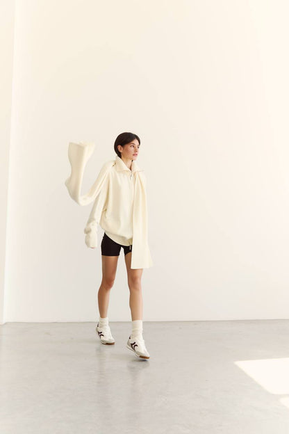 Zip-Up Lambswool Cardigan — lifestyle — SHEVCHENKO