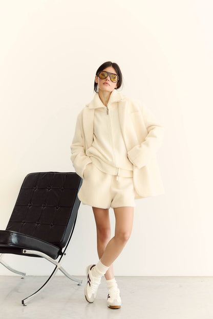 Zip-Up Lambswool Cardigan — side — SHEVCHENKO