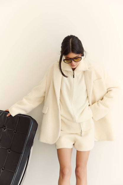 Zip-Up Lambswool Cardigan — lifestyle — SHEVCHENKO
