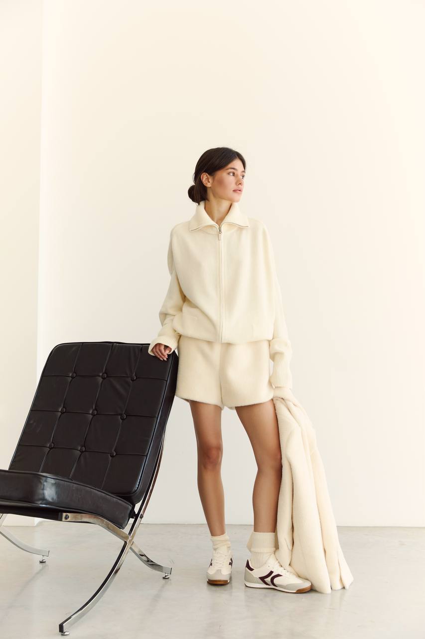 Zip-Up Lambswool Cardigan — lifestyle — SHEVCHENKO