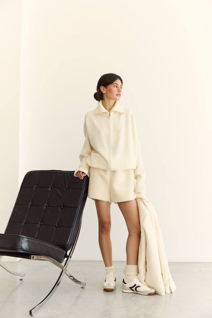 Zip-Up Lambswool Cardigan — lifestyle — SHEVCHENKO