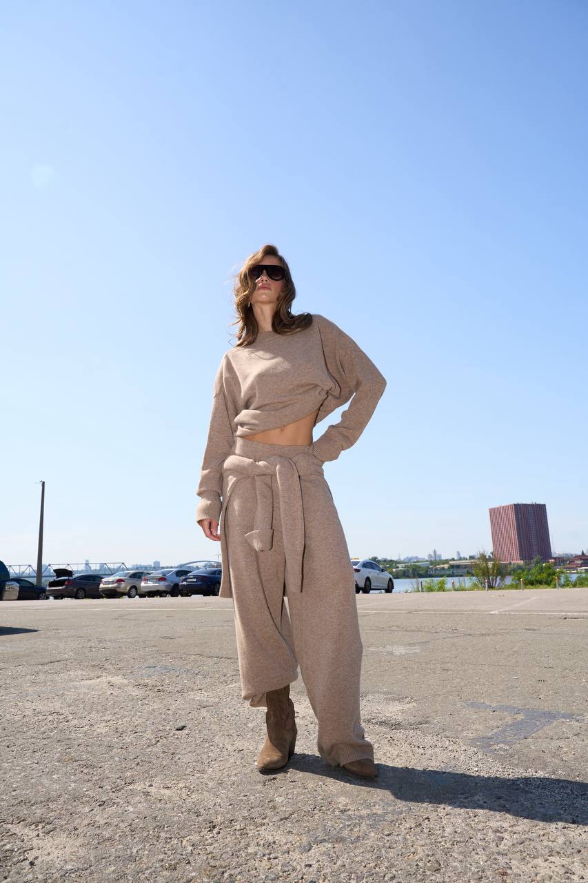 Lambswool Set — Sweater and Trousers, Beige