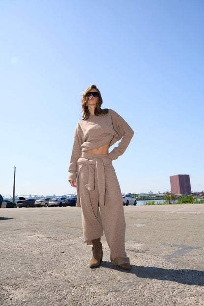 Lambswool Set — Sweater and Trousers, Beige
