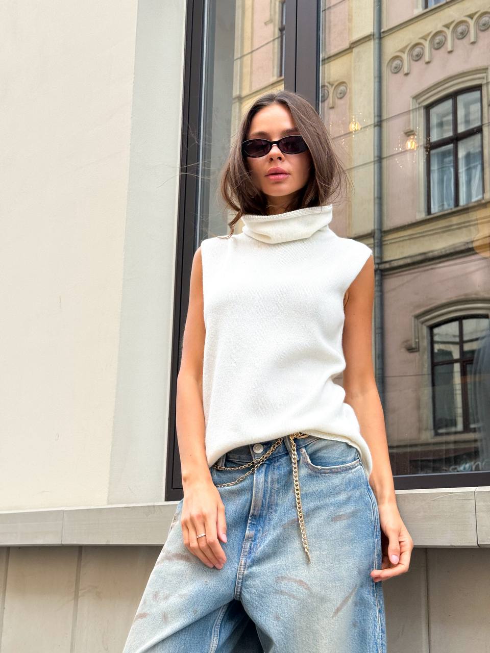 Lambswool Top, Milky — side — SHEVCHENKO