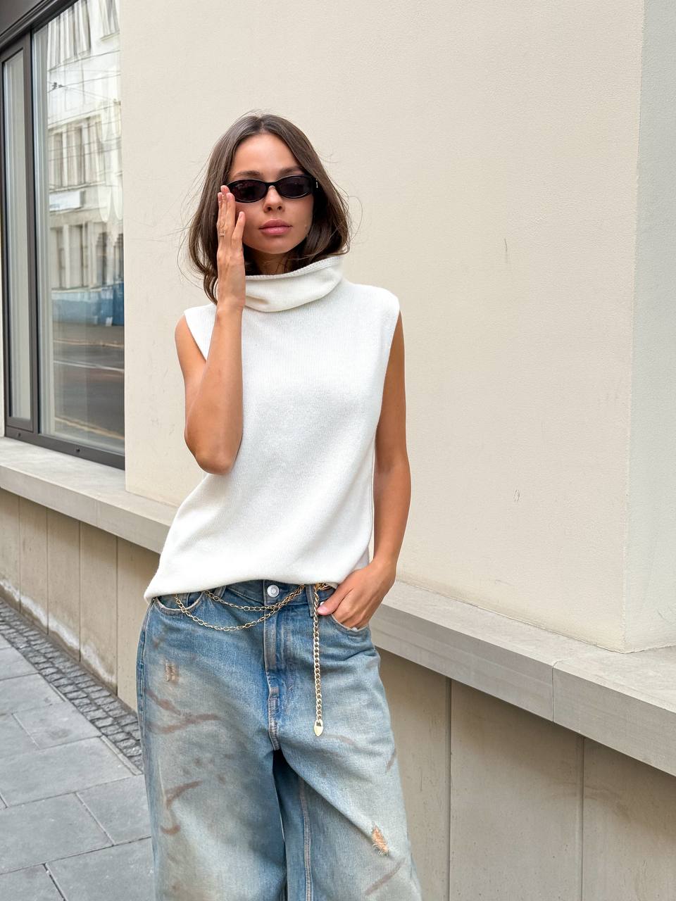 Lambswool Top, Milky — front — SHEVCHENKO