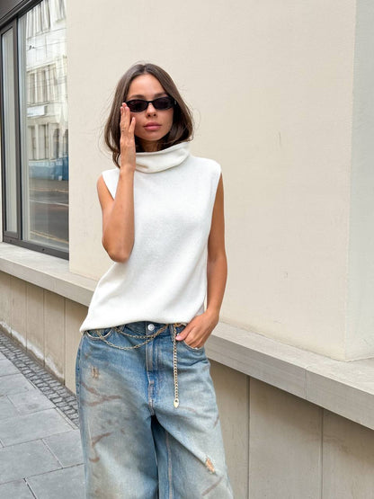 Lambswool Top, Milky — front — SHEVCHENKO