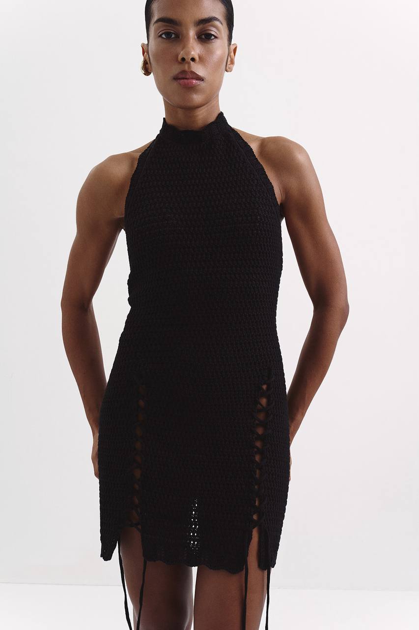 Kaia Dress, Black — side — SHEVCHENKO