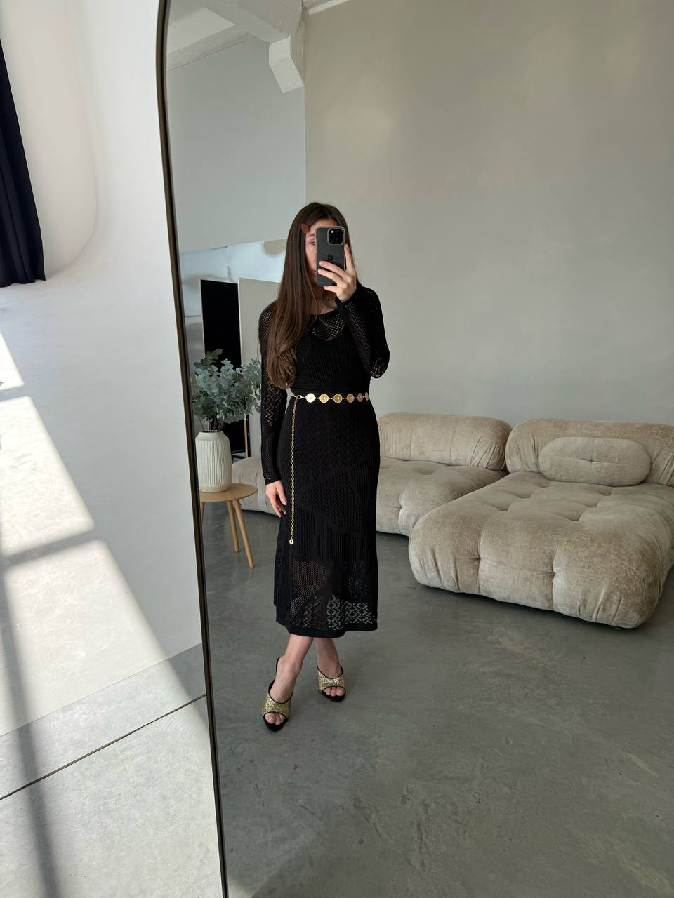Openwork Dress, Black — side — SHEVCHENKO
