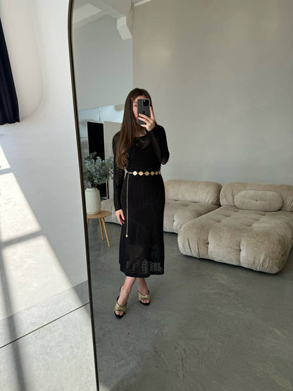 Openwork Dress, Black — side — SHEVCHENKO
