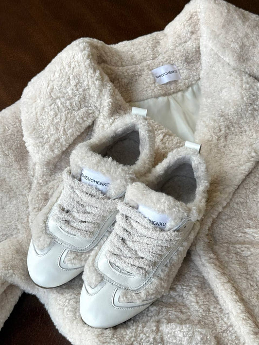 Fur-Trimmed Sneakers — front — SHEVCHENKO