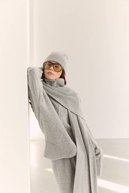 Lambswool Hat, Gray — front — SHEVCHENKO