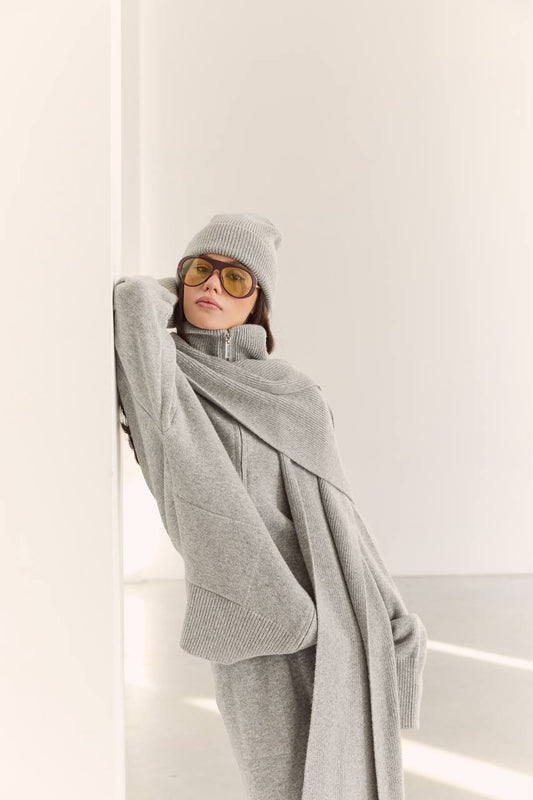 Lambswool Hat, Gray — front — SHEVCHENKO