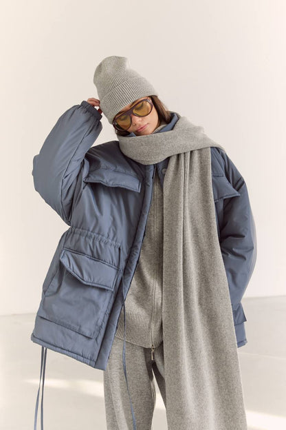 Lambswool Scarf, Gray — side — SHEVCHENKO