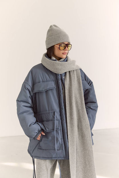 Lambswool Scarf, Gray — front — SHEVCHENKO