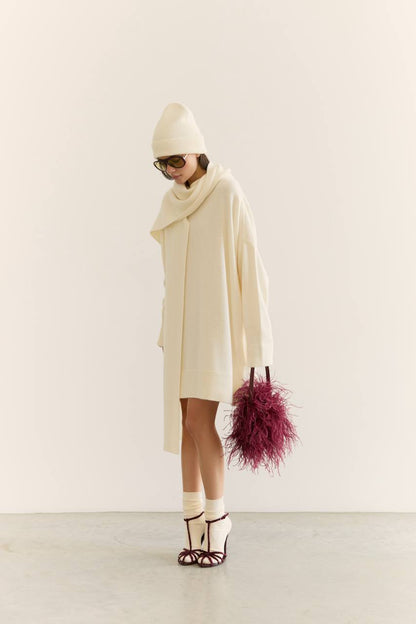 Lambswool Sweater Dress, Milky — detail — SHEVCHENKO