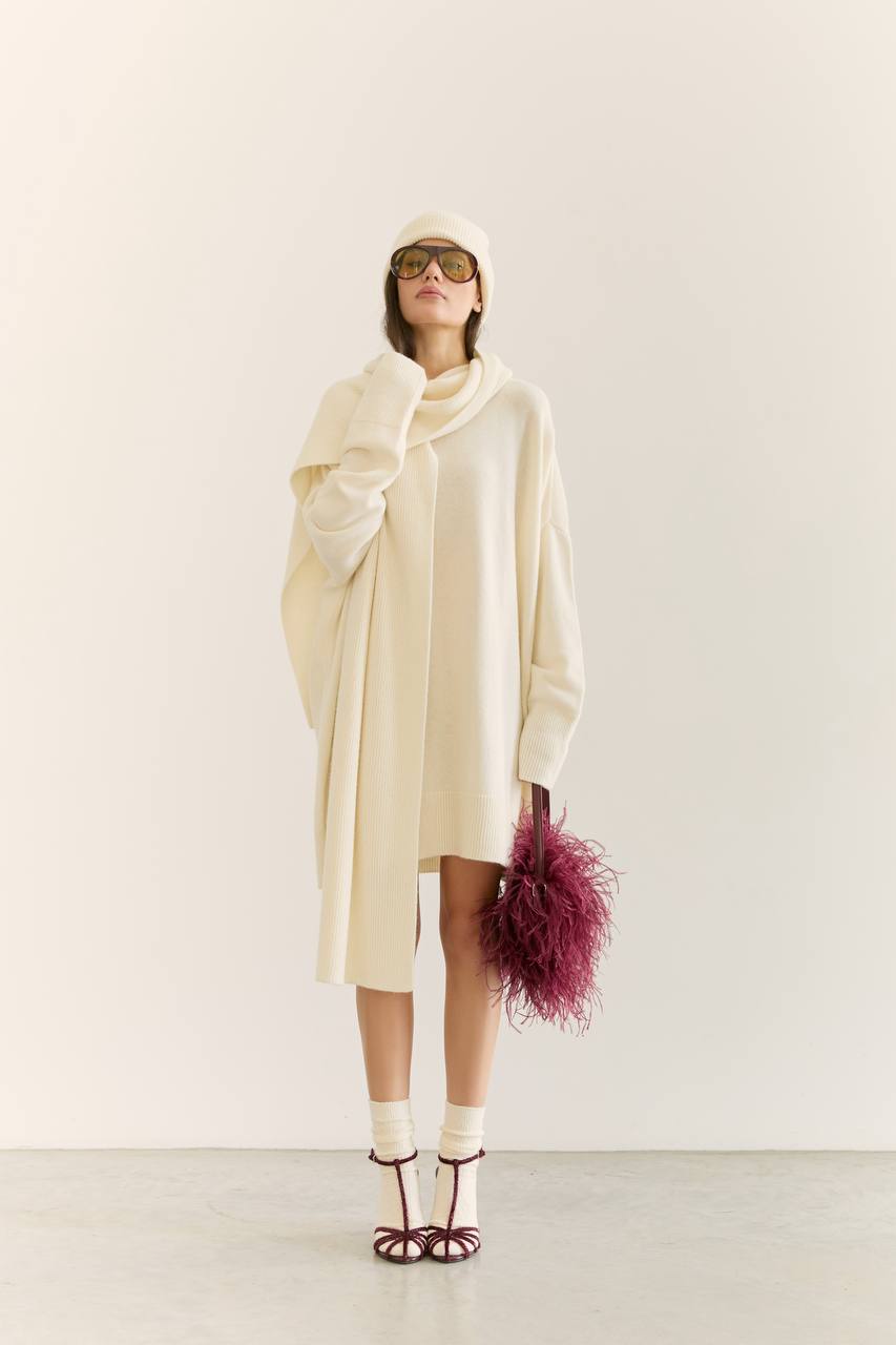 Lambswool Sweater Dress, Milky — lifestyle — SHEVCHENKO
