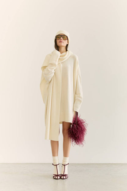 Lambswool Sweater Dress, Milky — lifestyle — SHEVCHENKO