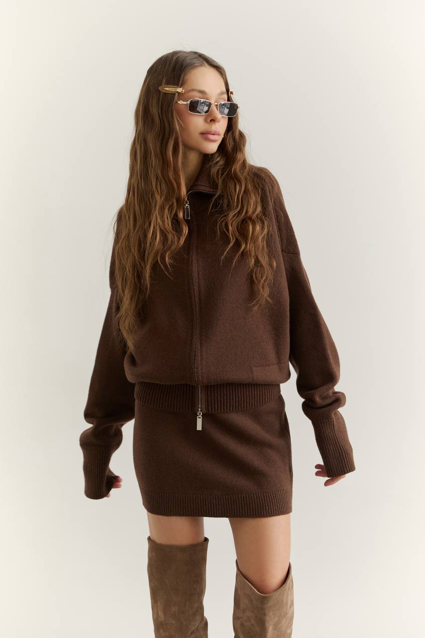 Zip-Up Lambswool Cardigan — side — SHEVCHENKO