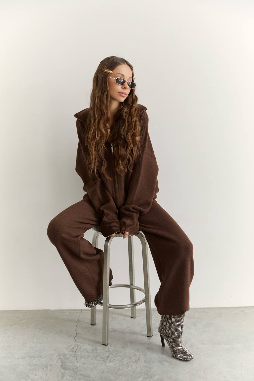 Lambswool Set: Zip-Up Cardigan and Trousers — side — SHEVCHENKO