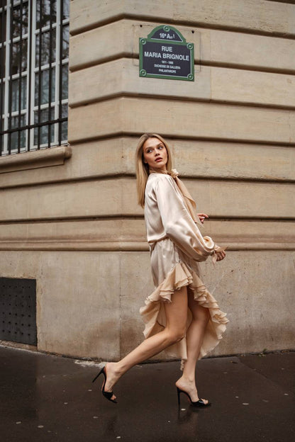 Viscose Skirt, Beige — front — SHEVCHENKO