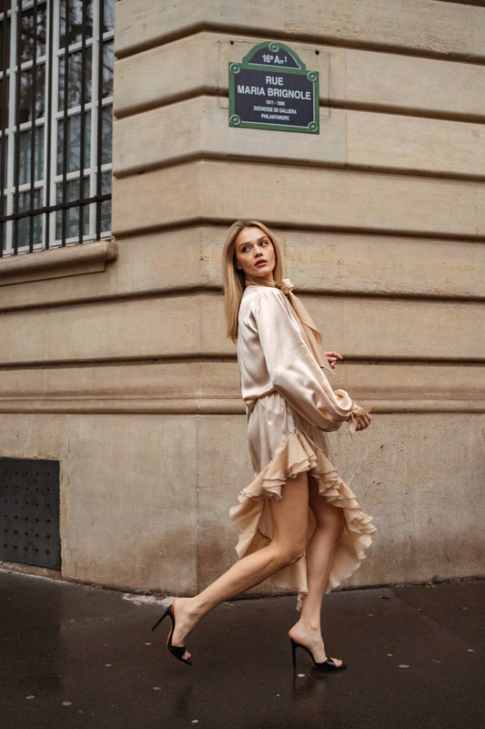 Viscose Skirt, Beige — front — SHEVCHENKO