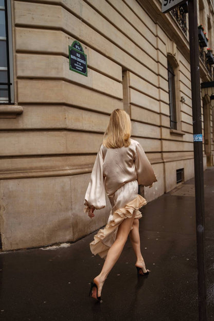 Viscose Skirt, Beige — detail — SHEVCHENKO
