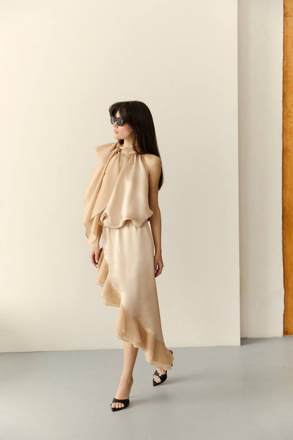 Viscose Skirt, Beige — lifestyle — SHEVCHENKO