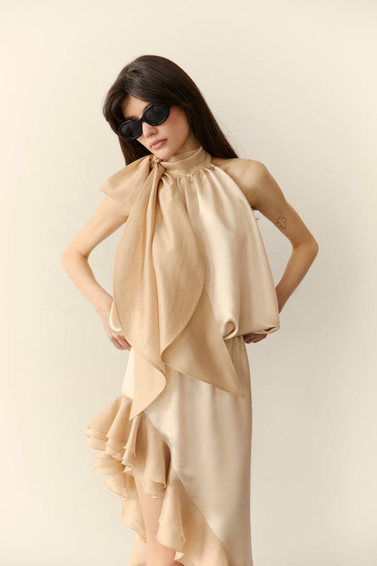 Viscose Top, Beige — front — SHEVCHENKO
