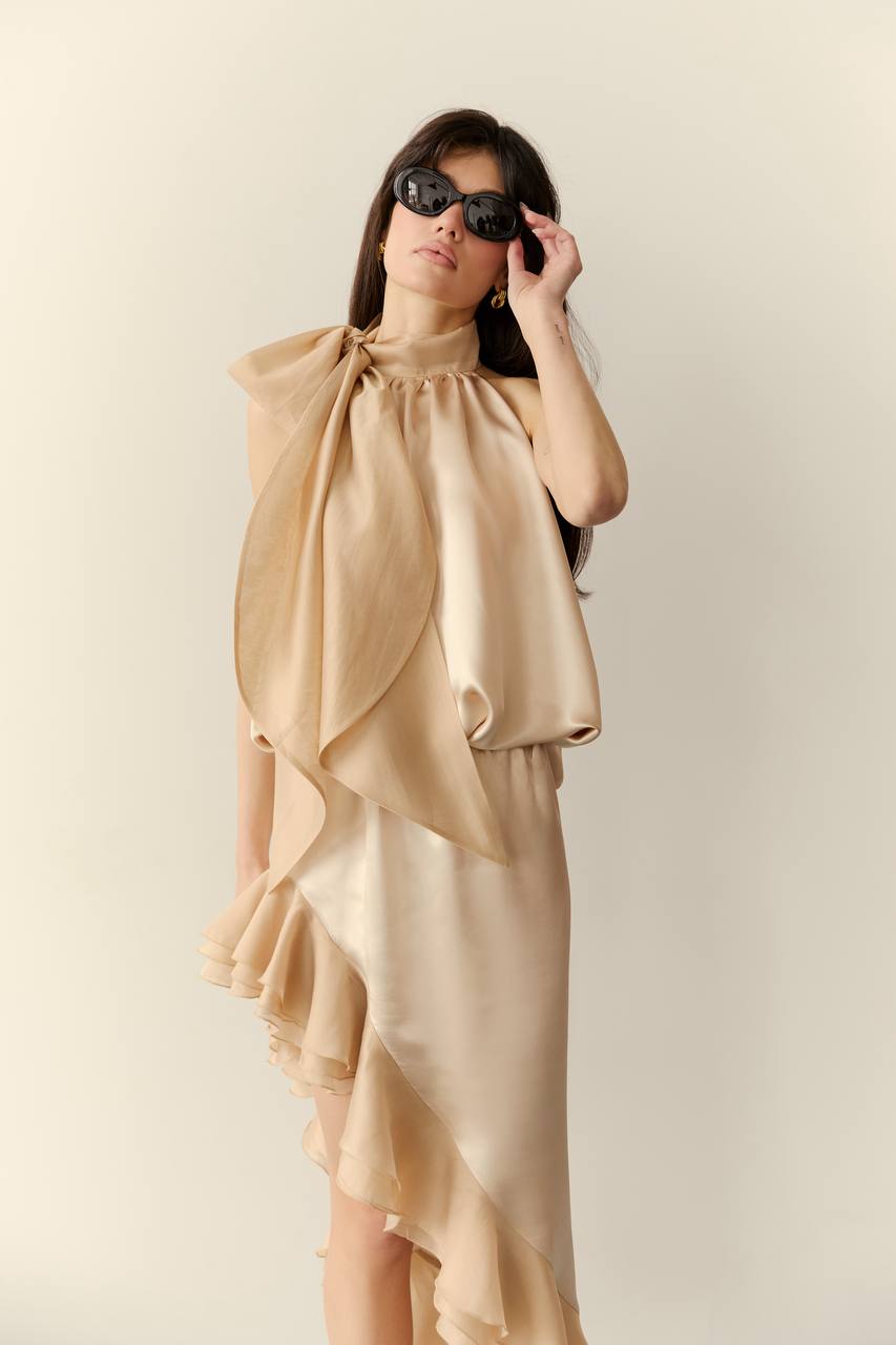Viscose Top, Beige — look — SHEVCHENKO