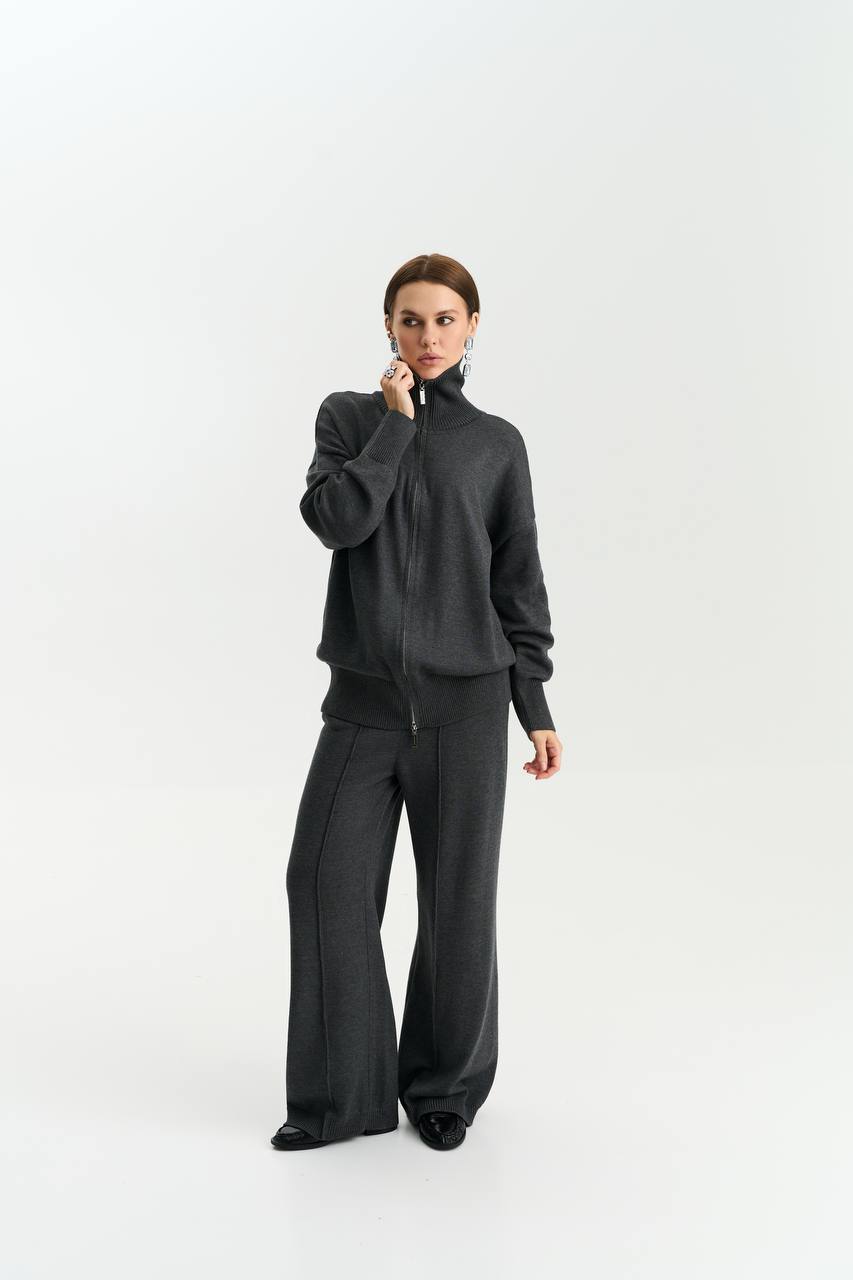 Cotton Set: Zip-Up Cardigan and Trousers — lifestyle — SHEVCHENKO