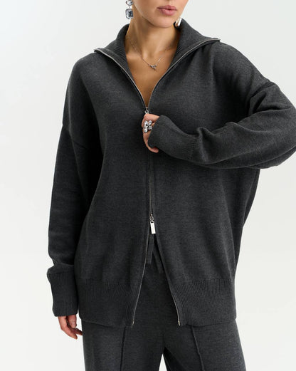 Cotton Set: Zip-Up Cardigan and Trousers — lifestyle — SHEVCHENKO