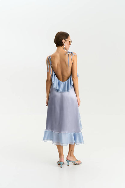 Viscose Midi Dress, Gray — lifestyle — SHEVCHENKO