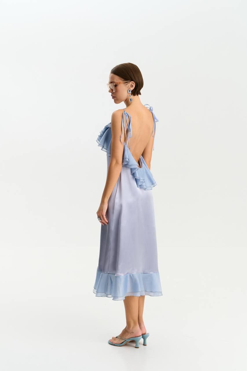 Viscose Midi Dress, Gray — lifestyle — SHEVCHENKO