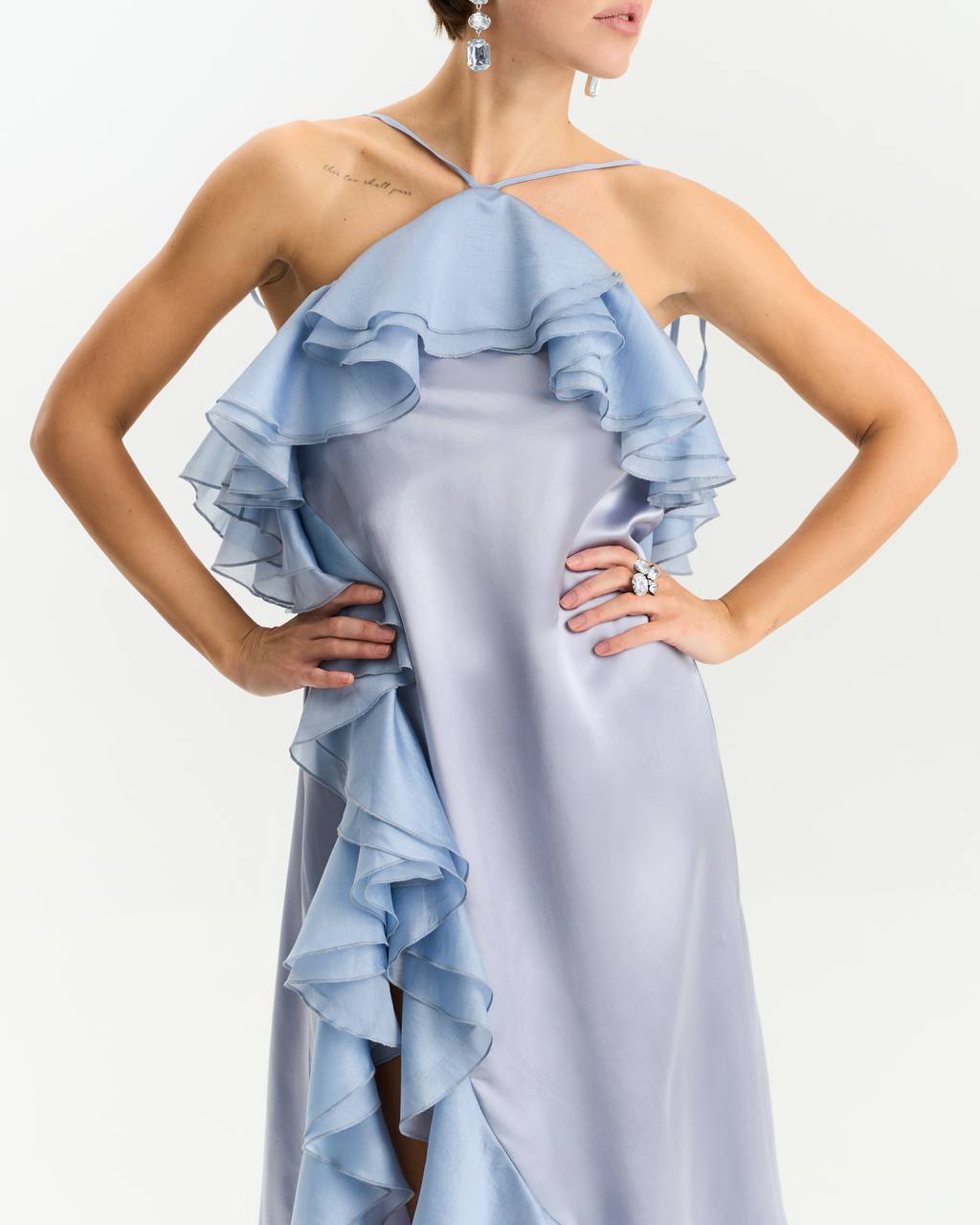 Viscose Midi Dress, Gray — look — SHEVCHENKO