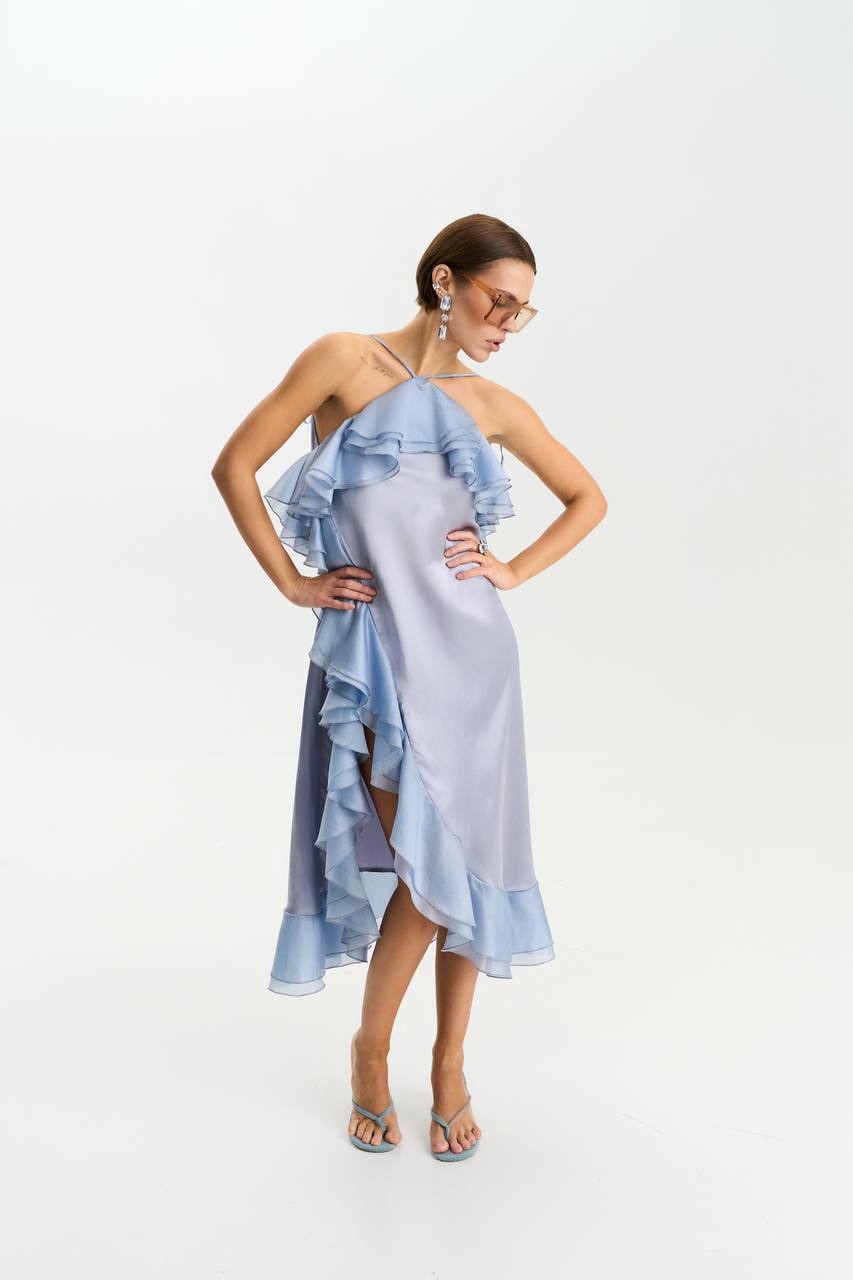 Viscose Midi Dress, Gray — lifestyle — SHEVCHENKO