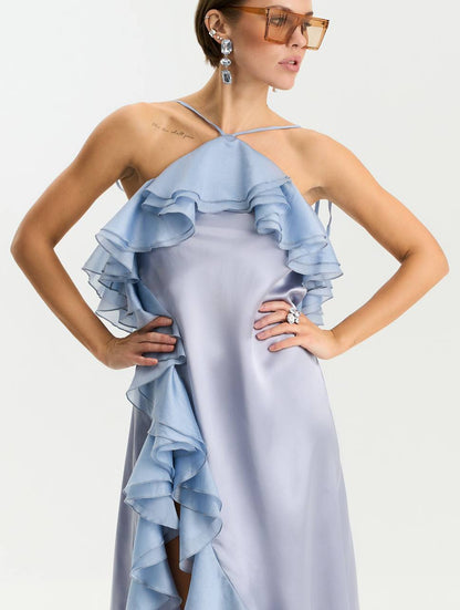 Viscose Midi Dress, Gray — lifestyle — SHEVCHENKO