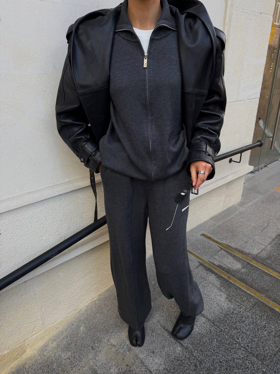 Cotton Set: Zip-Up Cardigan and Trousers — side — SHEVCHENKO