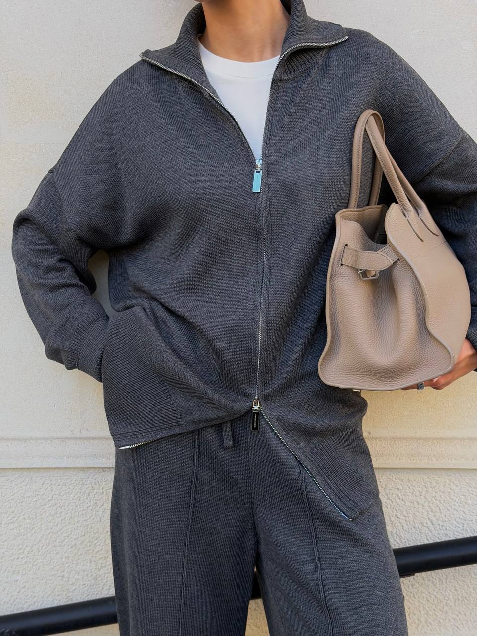 Cotton Set: Zip-Up Cardigan and Trousers — detail — SHEVCHENKO