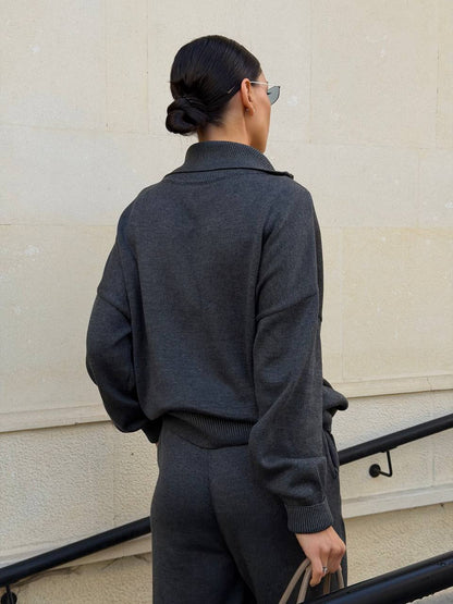 Cotton Set: Zip-Up Cardigan and Trousers — lifestyle — SHEVCHENKO