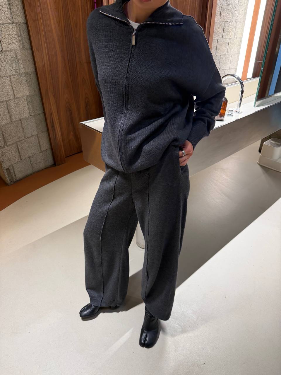 Cotton Set: Zip-Up Cardigan and Trousers — lifestyle — SHEVCHENKO